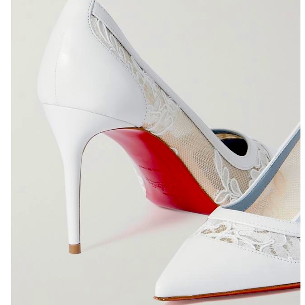 Authentic Women’s 38.5 Christian Louboutin - Galativi White Lace & Leather Heel